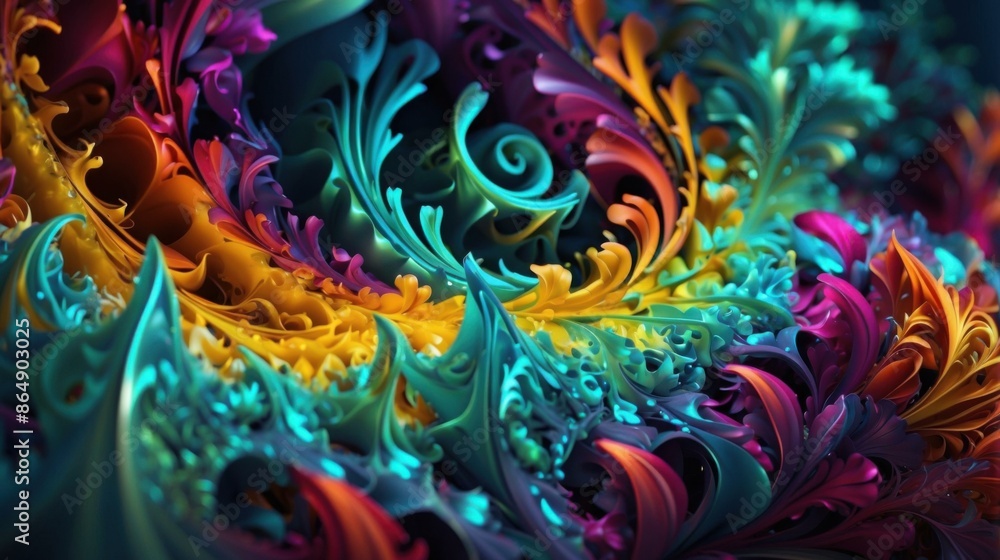 Poster a close up of a colorful swirl pattern on top of each other. ai.