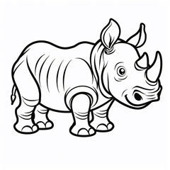 Cartoon rhinoceros, outlined for coloring, on a white background.
