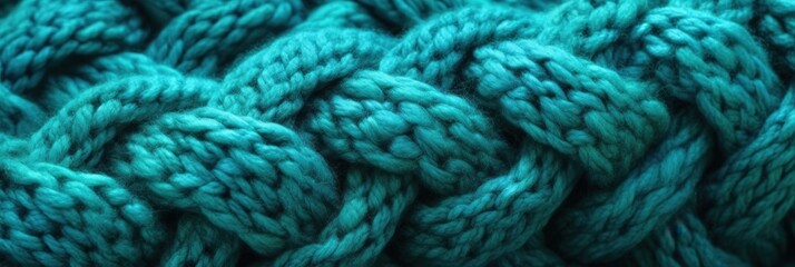 Close-Up of Teal Knitted Fabric