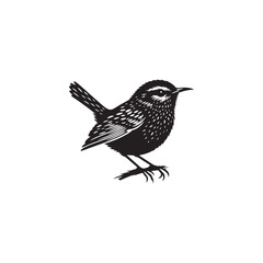 Wren Bird Vector Silhouette - Minimalist Wren Bird Design - Wren Bird Illustration.