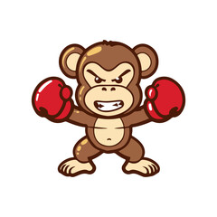 Obraz premium monkey boxing gloves vector illustration