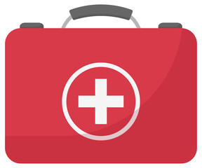 Flat icon of first aid kit box isolated white background.