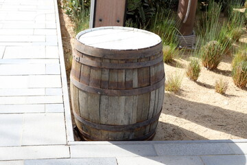 Large barrel for transporting liquids.