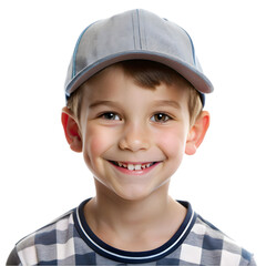 Handsome boy smiling wearing baseball cap Isolated on white background