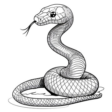 black and white snake coiled clip art preview