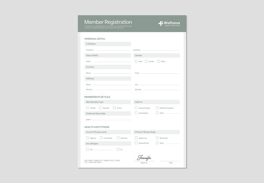 Member Registration Form Layout