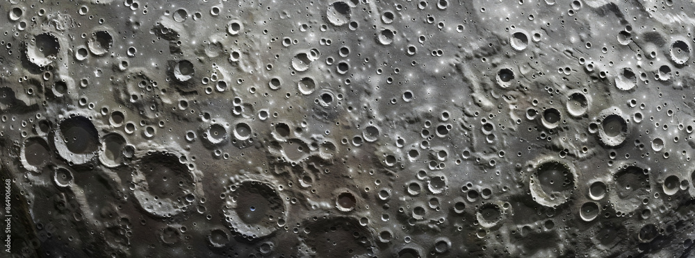 Poster abstract background of the surface texture of moon with craters, grey color
