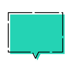 Obraz premium シンプルなふきだし 四角 破線色ずれ 水色