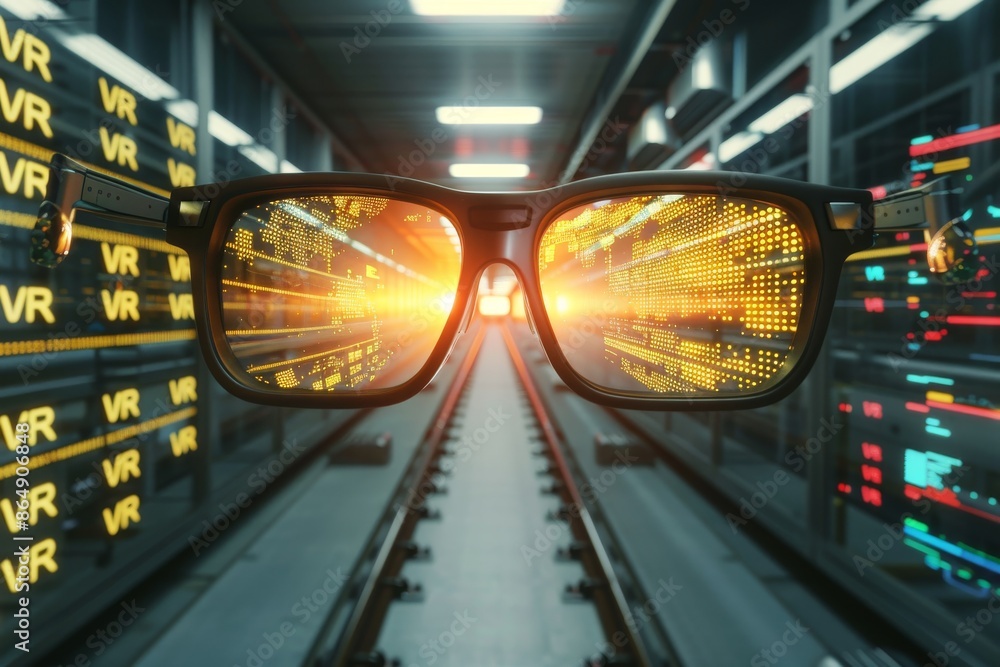 Poster futuristic vr interface in a high-tech lab, showcasing advanced virtual reality technology and immer