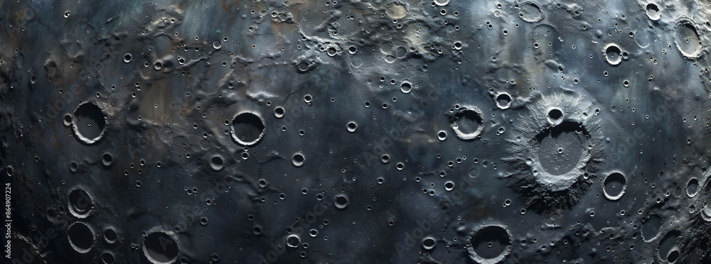 Poster abstract background of the surface texture of moon with craters, grey color