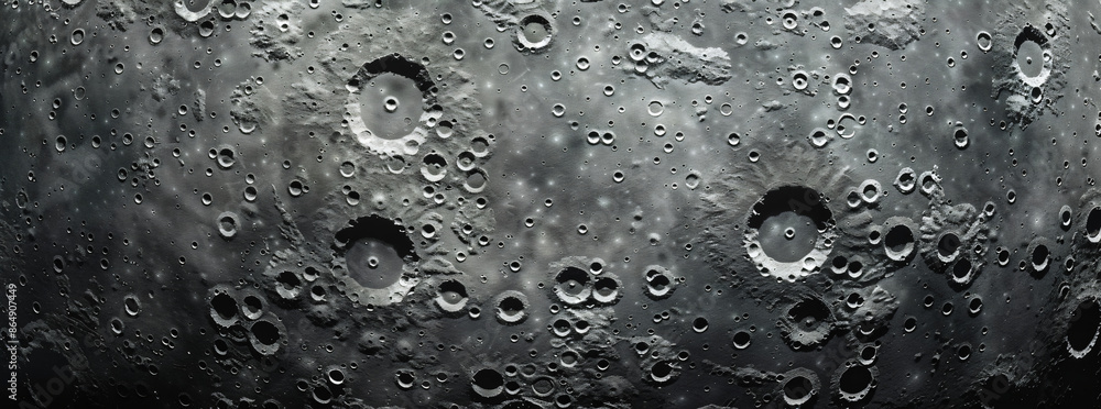 Poster abstract background of the surface texture of moon with craters, grey color