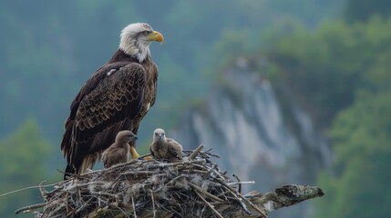 Fototapeta premium The eagle flies from the nest