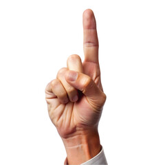 Hand gesture pointing upward with finger Isolated on white background