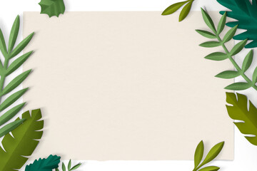 Png transparent frame with spring leaf in flat lay style
