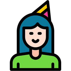 Vector Icon Birthday Girl, Enjoy, Birthday And Party, Party Time, Celebration, Avatar