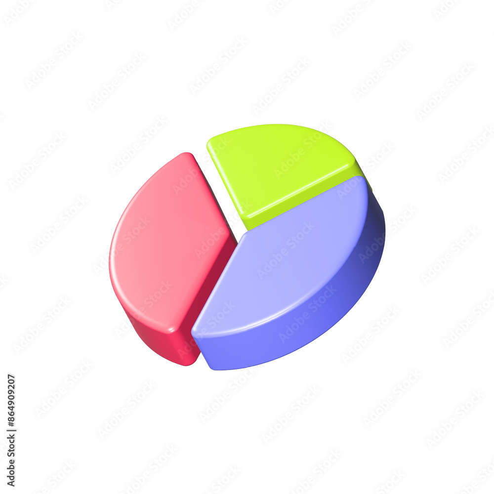 Poster pie data chart icon 3d