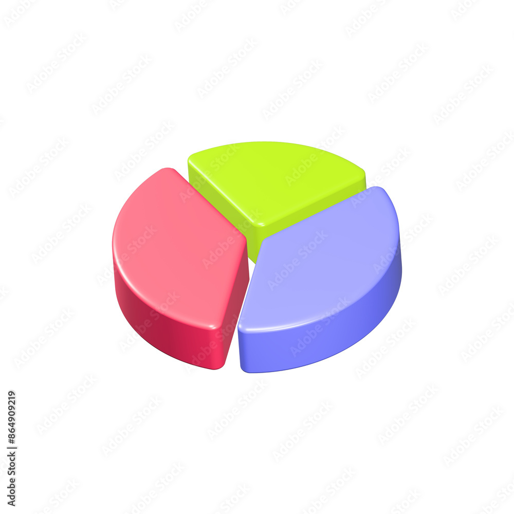 Poster pie data chart icon 3d