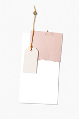 Transparent note png, paper mockup, pinned on white wall