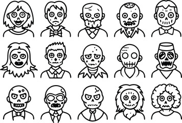 Halloween zombie icon set.