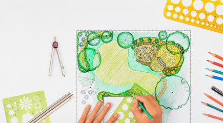 Garden design courses student is learning fundamentals garden design and planning.