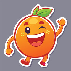 happy fun orange character sticker 