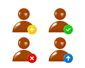 African race human icon set with different pictograms. 3d vector clipart