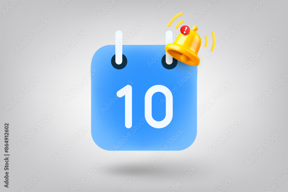 Aufkleber binder with notification bell. 3d vector illustration