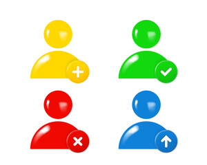 Color human icon set with different pictograms. 3d vector clipart