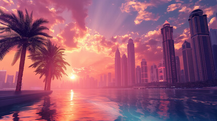 Fototapeta premium sunset over the city