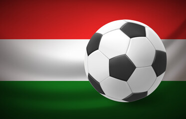 Flag of Hungary with soccer ball. National football team concept. 3d vector illustration