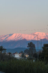 sunset over the village