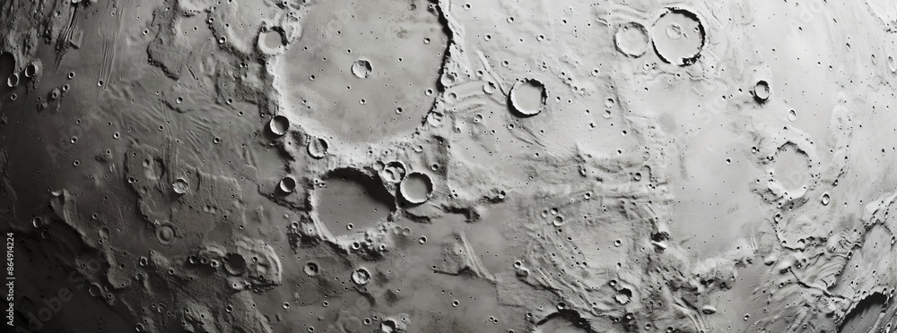Poster abstract background of the surface texture of moon with craters, grey color