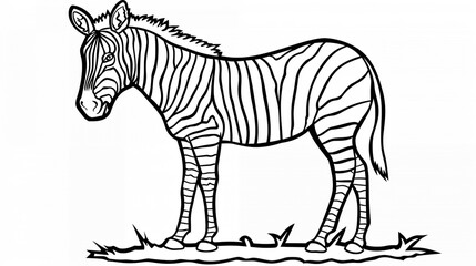Fototapeta premium Cartoon zebra, outlined for coloring.