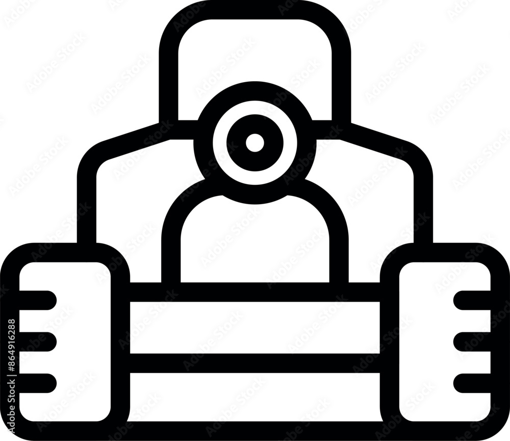 Poster simple icon of a self driving vehicle using artificial intelligence to navigate roads and highways