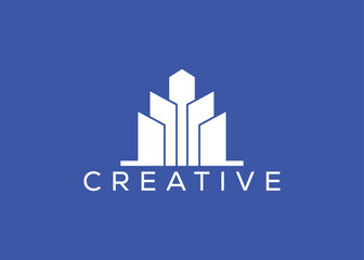 Creative and minimal home real estate logo template. Blue House logo