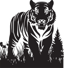 A angry Tiger is walking in the Jungle .