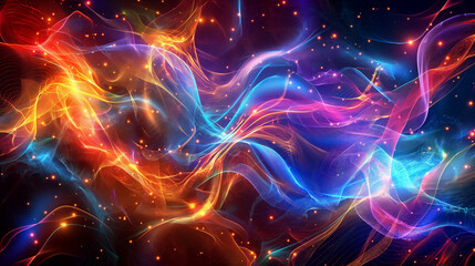 Abstract Flow of Colorful Light Waves. Generative AI	