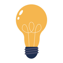 Flat icon with vector illustration light bulb on white background. Illustration in flat style. Concept of new idea, learning.