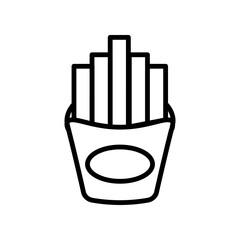 
Illustration depicting a black French fries icon on a white background. Fast food