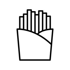 
Illustration depicting a black French fries icon on a white background. Fast food