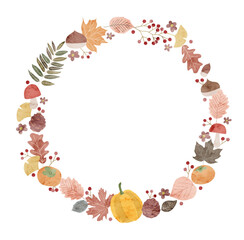 秋の水彩風フレーム