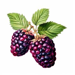A boysenberry watercolor illustration on white background.