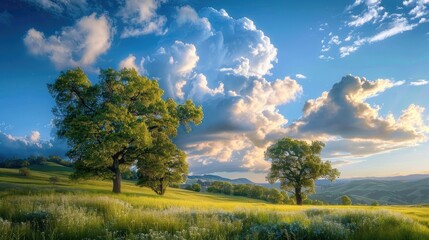Obraz premium Scenic beauty of trees and clouds