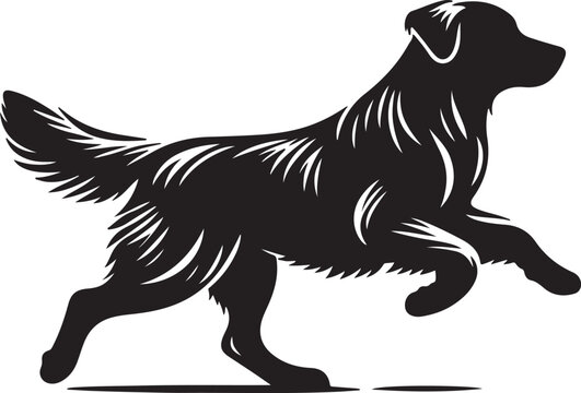 A running dog silhouette vector design with white background
