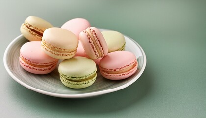 Fototapeta premium Colorful french macarons in plate