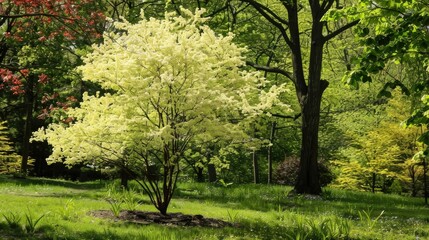 Obraz premium Spring foliage during the transition of seasons is a vibrant pale green