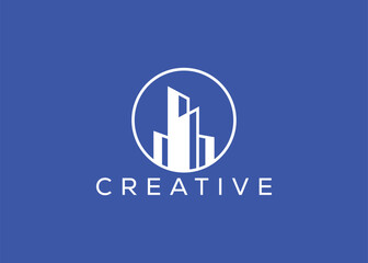 Creative and minimal home real estate logo template. Blue House logo