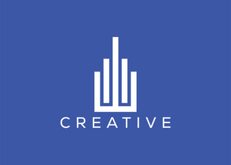 Creative and minimal home real estate logo template. Blue House logo