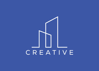Creative and minimal home real estate logo template. Blue House logo