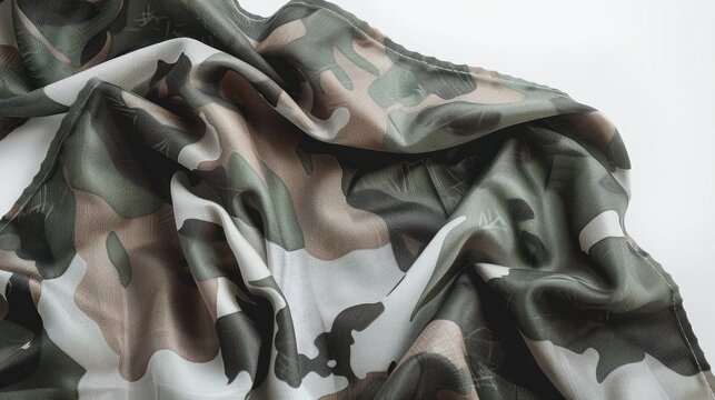 Top view of camouflage fabric on a white background